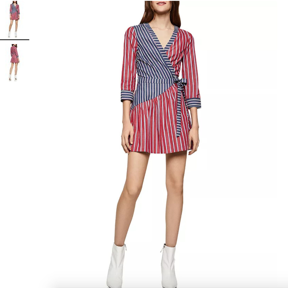 NEW BCBGENERATION Mixed-Stripe Wrap Dress